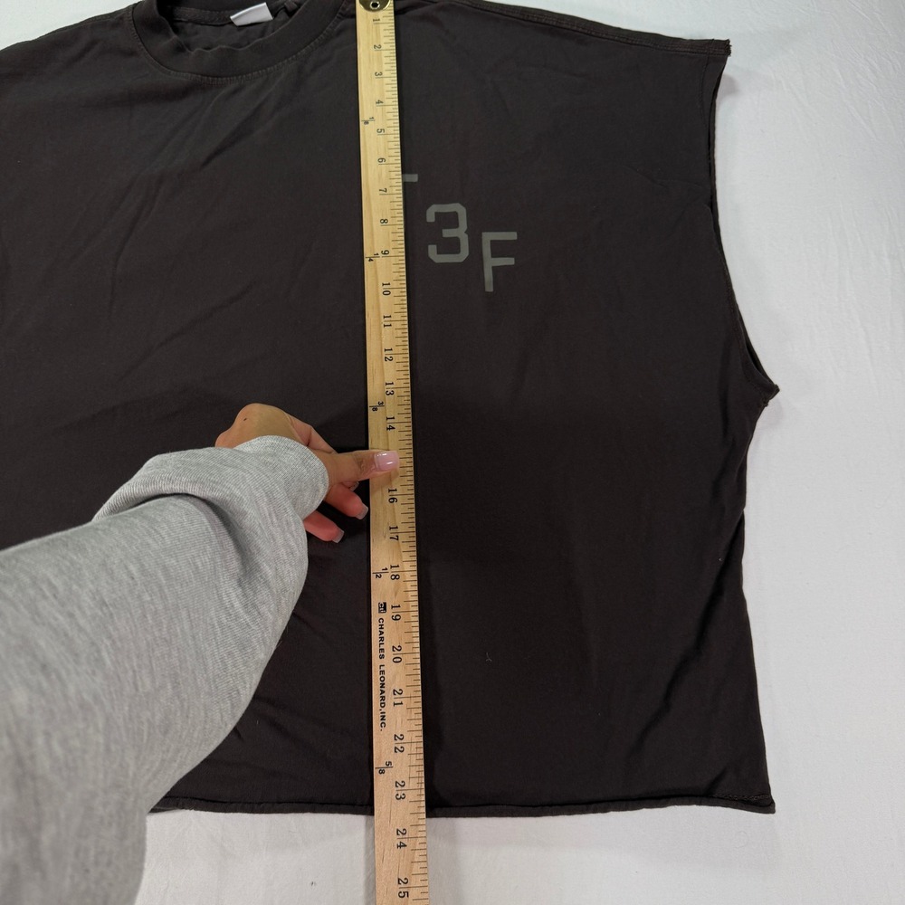 Bershka T3F Graphic Boxy Tee Men Medium Brown Oversized Sleeveless 29 Tank Top - Picture 6 of 7